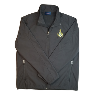 Open image in slideshow, Master Mason - Men&#39;s Black Soft Shell Jacket
